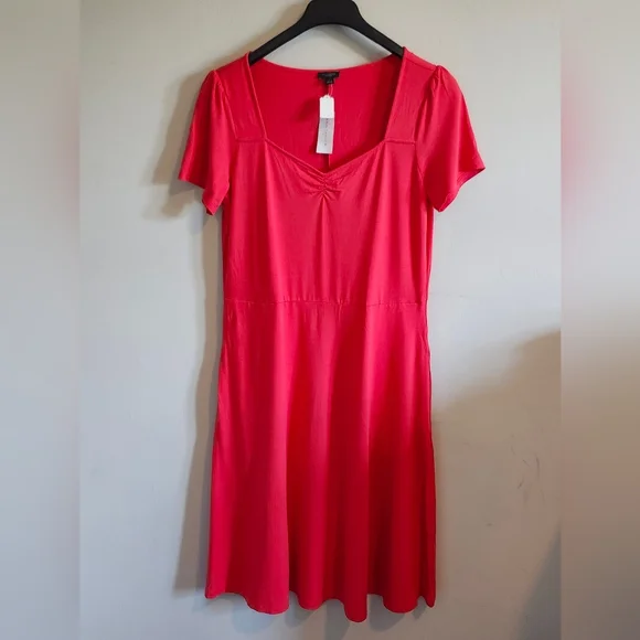 strapless open back dress Ann Taylor Twist Matte Jersey Flare Dress Size Xs Fiery Red Women's